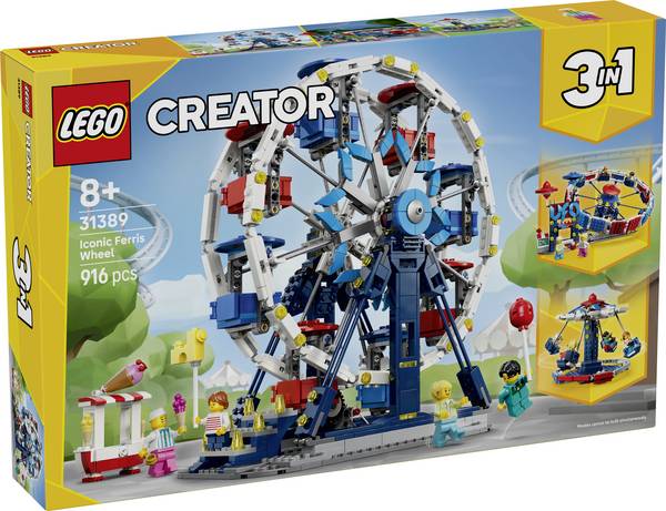 31389 LEGO® CREATOR Hračky se 3 možnostmi stavebního zpracování: Obří kola, jízdy v UFO nebo kolotoč