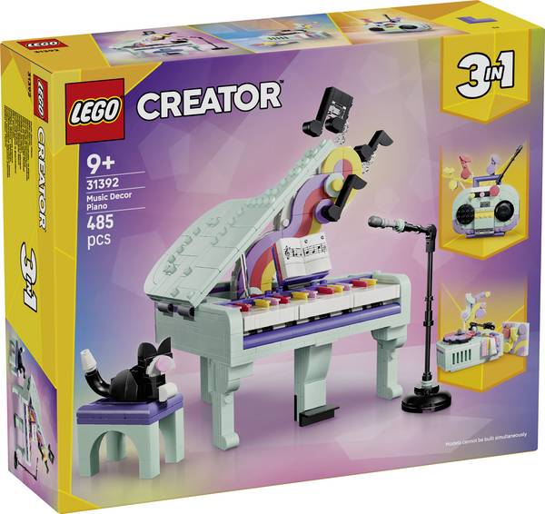 31392 LEGO® CREATOR Dekorační klavír s kočkou; 3 možností sestavení: Klavír, rádio nebo gramofon
