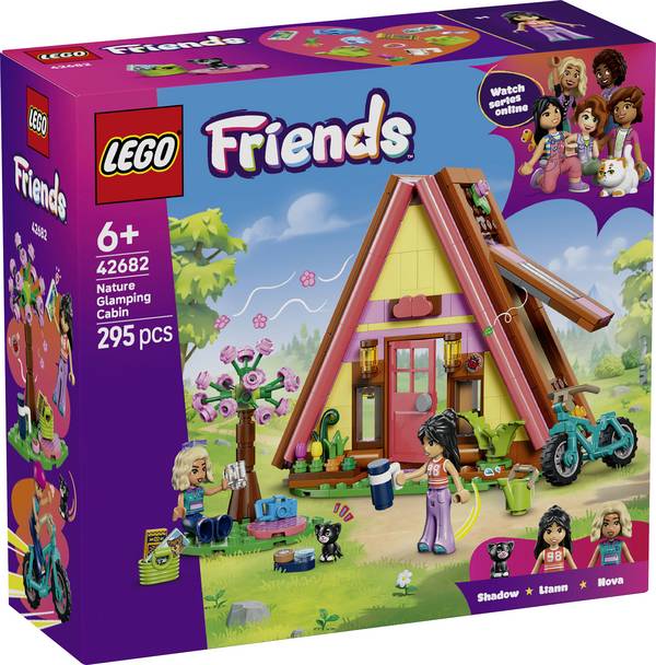 42682 LEGO® FRIENDS Finnhütte, 2 hrací figurky a hrací kek - kempovací sada pro hrací pumpičku