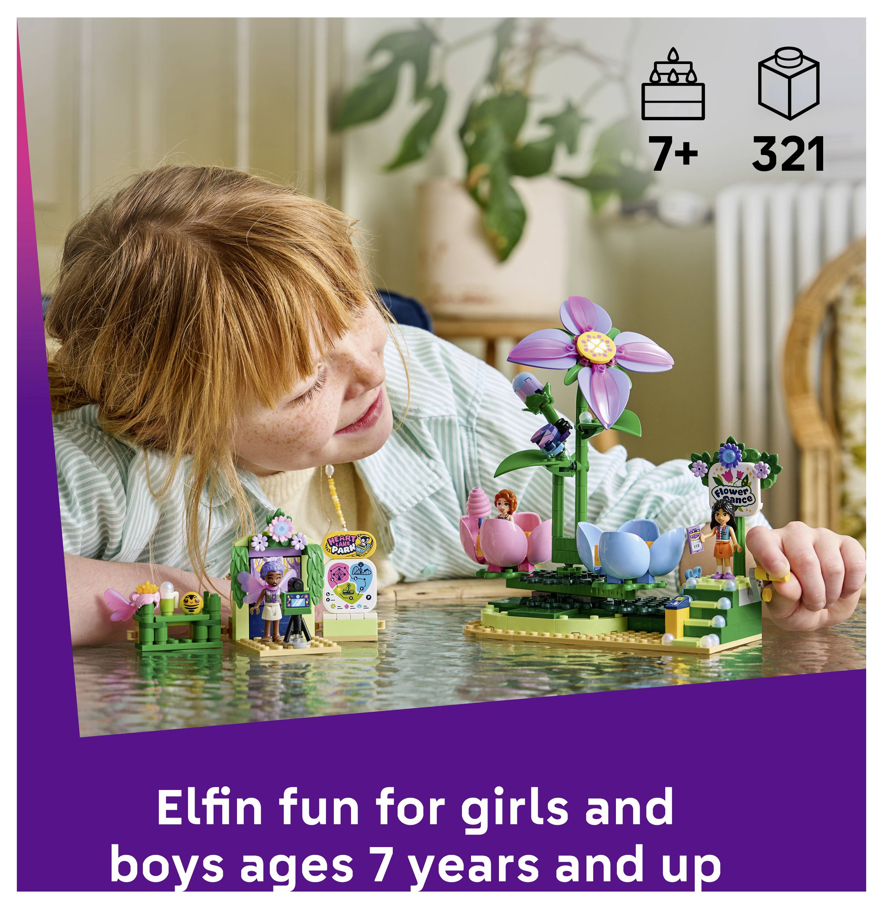 42702 LEGO® FRIENDS Karuselový karuselový kolotoč s květinovým zahozením; hračka se zábavním parkem; kolotoč, 3 hracích -4