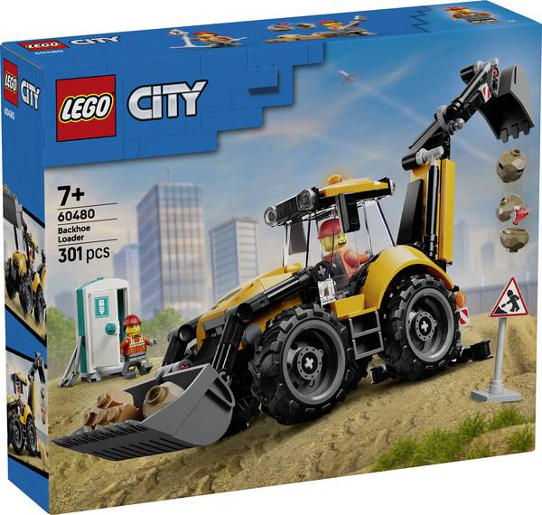 60480 LEGO® CITY Žlutý bagrovací nakladač; stavební vozidlo s fungujícími čelním a zadním lopatkami