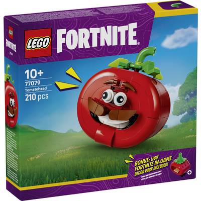 LEGO Fortnite sada Tomatohead, 210 dílků, pro věk 10+, zobrazující červenou tomatovou postavu a název 'FORTNITE'.