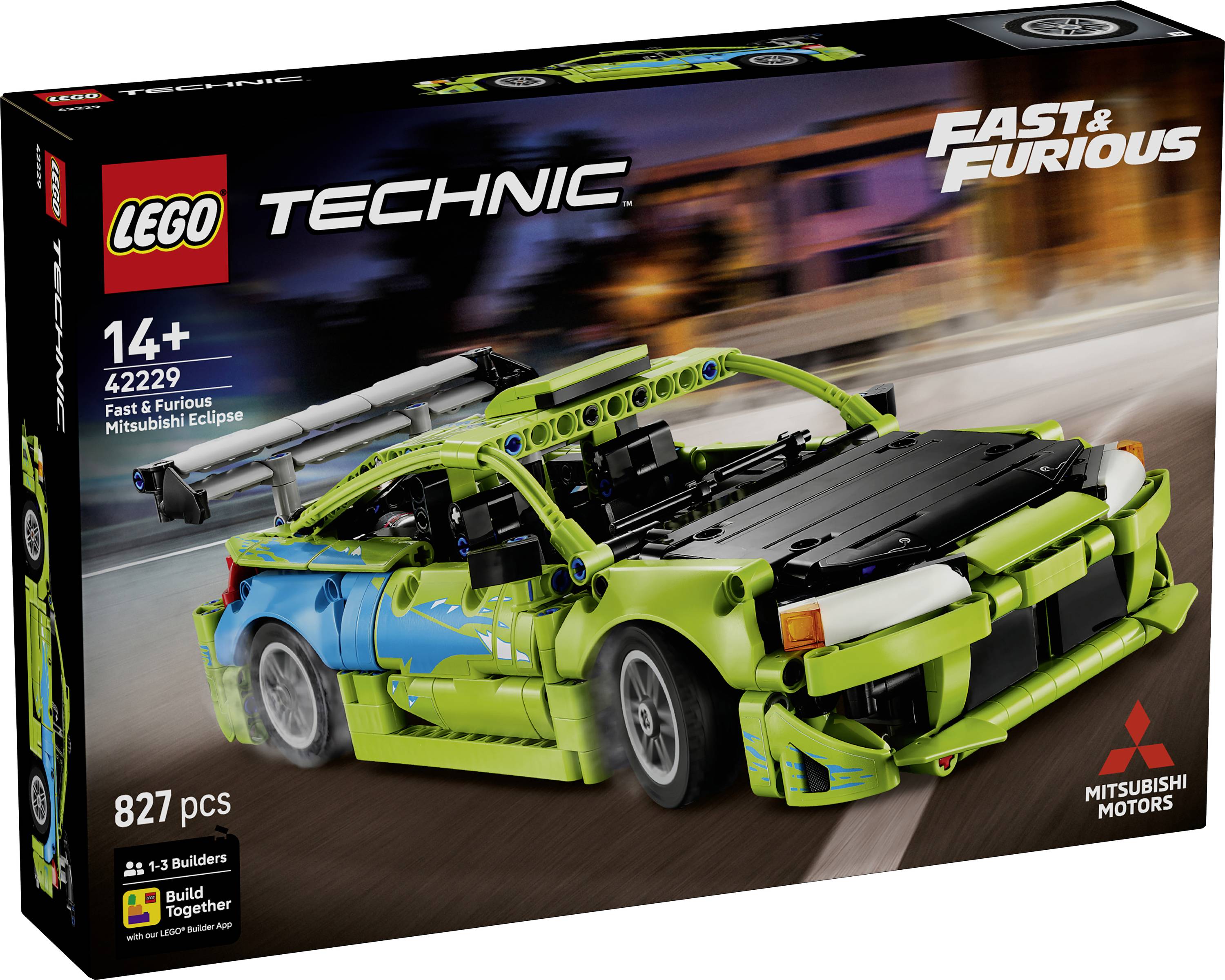 LEGO Technic Fast & Furious Mitsubishi Eclipse sada stavebnice, věk 14+, 827 dílů, 1-3 stavitelů.