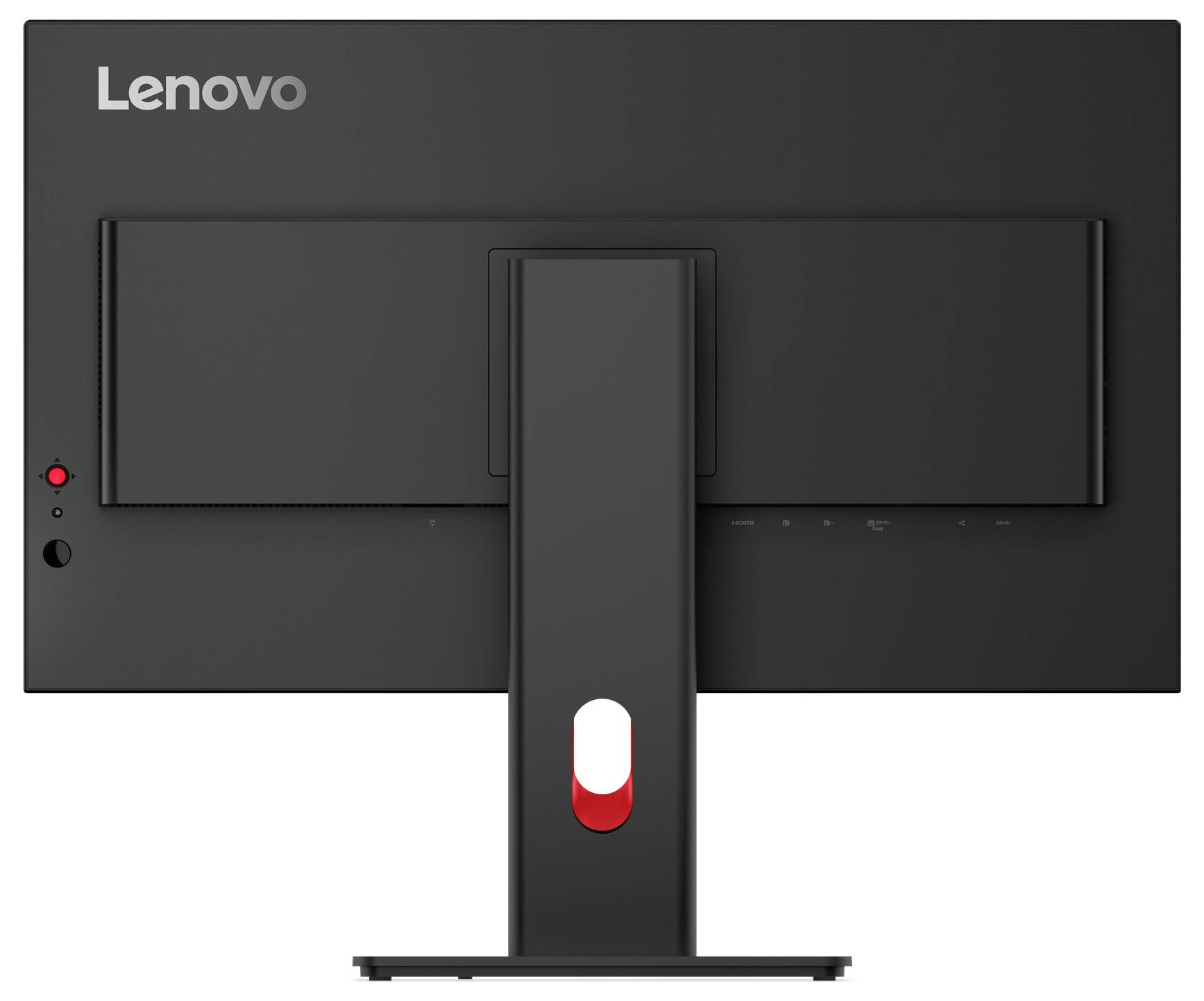 Bočný pohled na černý plochý monitor s LCD obrazovkou na stojanu, zobrazující sklon obrazovky a větrací panel v zadní části.