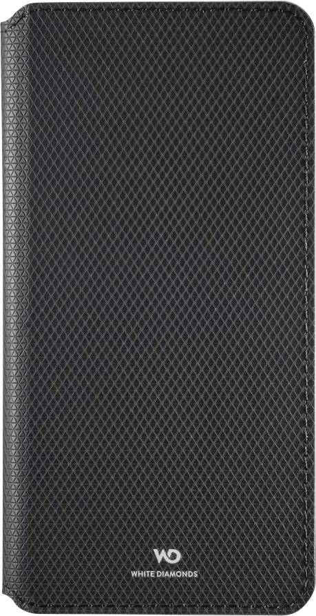 Černé pouzdro na peníženku k telefonu s texturovaným povrchem, zaoblenými rohy a logem White Diamonds v dolní části
