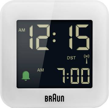 Braun  BC08W-DCF  DCF  budík  bílá