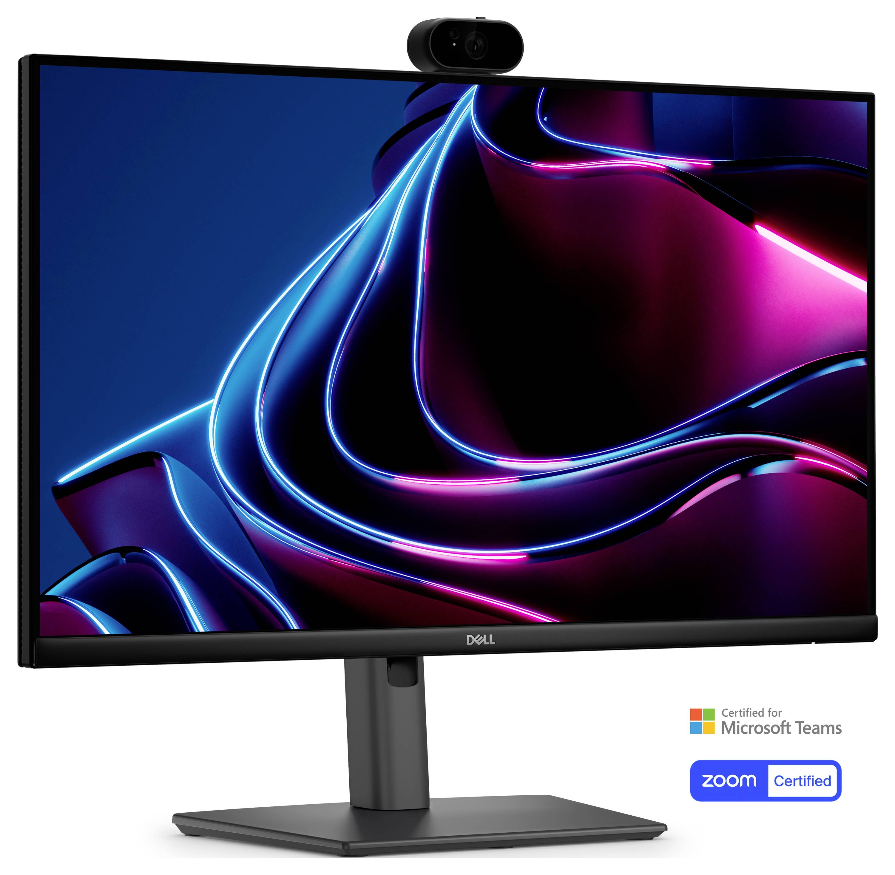 Boční pohled na štíhlý stříbrný desktopový monitor na stojanu, zobrazený v profilu proti bílému pozadí.