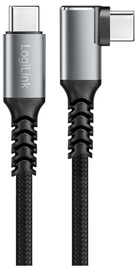 LogiLink Kabel USB-C USB 3.2 Gen2 USB-C ® zástrčka 1.0 m černá 90° zatočeno doprava CU0271-1