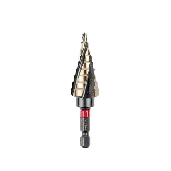 C.K T3016 4-20 T3016 4-20 HSSE-Co 5 stupňovitý vrták  4 mm, 6 mm, 8 mm, 10 mm, 12 mm, 14 mm, 16 mm, 18 mm, 20 mm    1/4" (6,3 mm) 1 ks