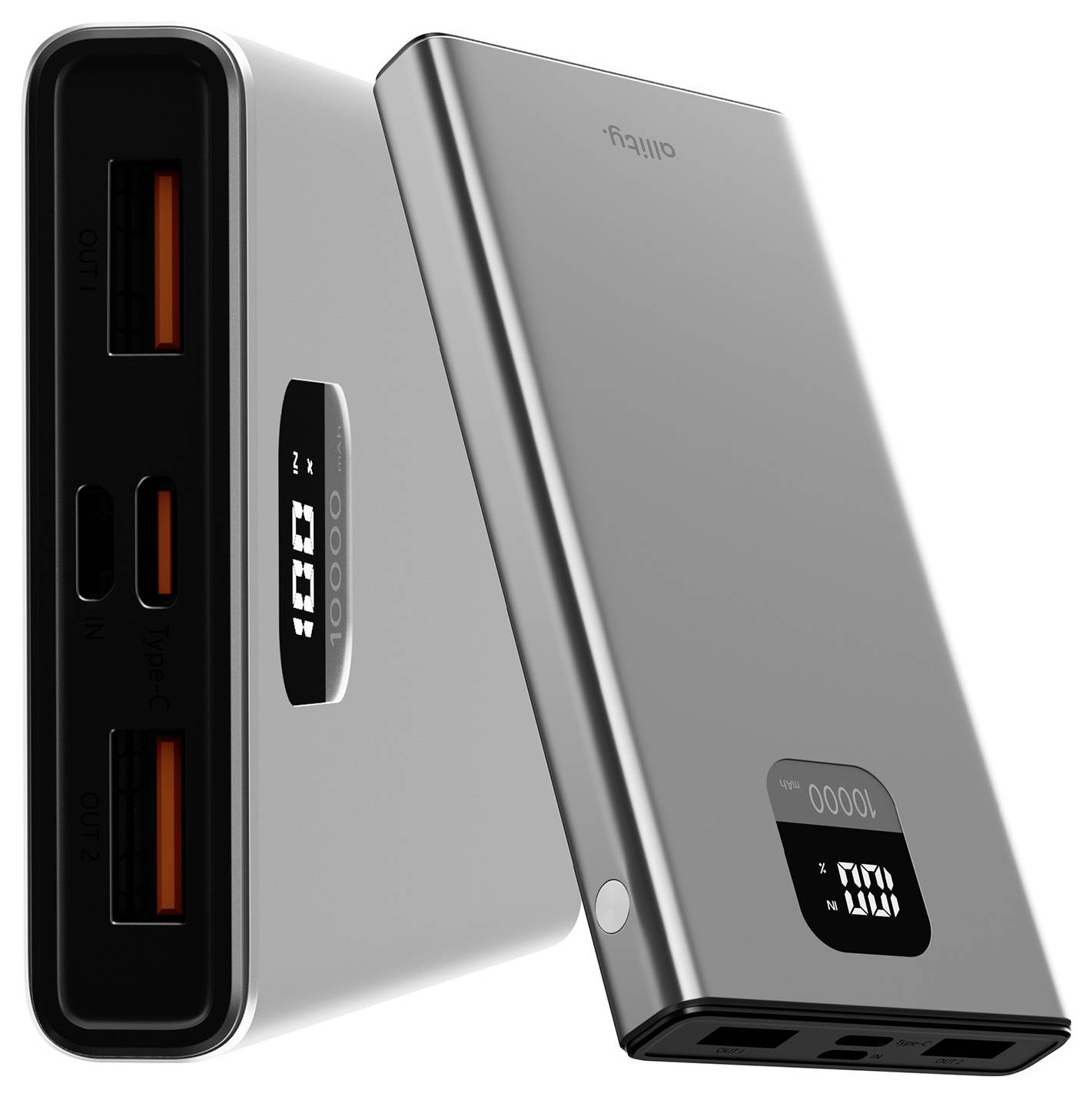 Allity APB-100 powerbanka Li-Pol, 10000 mAh, Quick Charge, Dodávka energie, USB-C®, USB-A, šedá-3