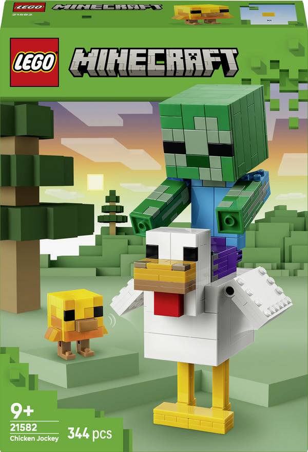 21582 LEGO® MINECRAFT Hračky slepičí; pokojové deko videohry s zombie, kuřemi a kuřaty; zařízení na sběr a vystavování; dárek pro hráče od 9 let