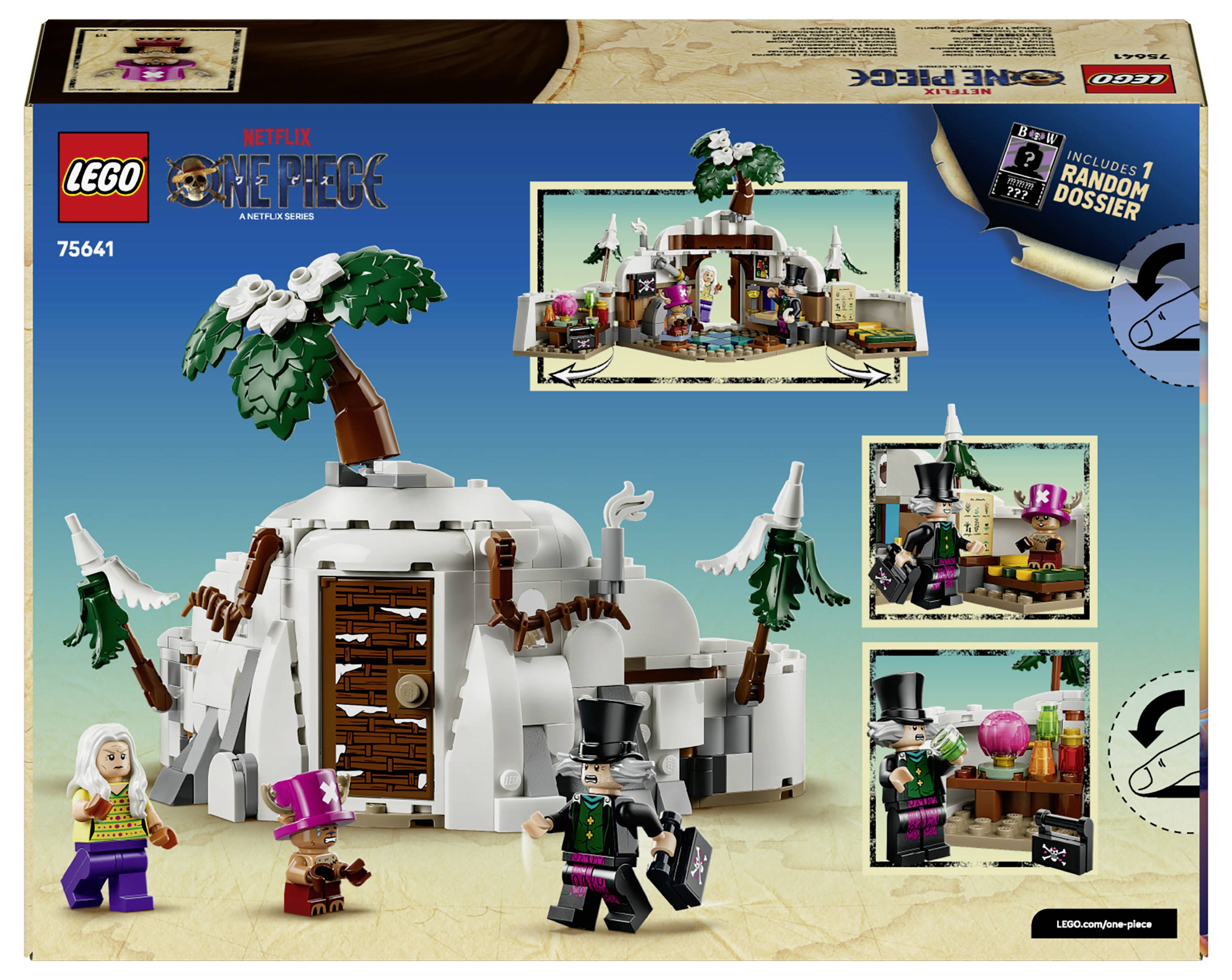 LEGO One Piece „Plovoucí restaurace Baratie" sada s obalem zobrazujícím stavbu, minifigurky a malé vložené obrázky scén.