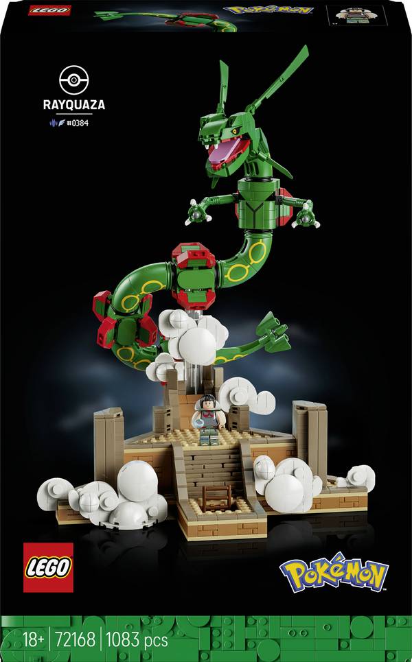 72168 LEGO® Pokémon Rayquaza; Bauset; pohyblivé postavy; typ letadla a draku; Pokémon pokojová dekorace; dárek