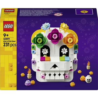 LEGO 40811 'Oltář mrtvých' sada – obal zobrazující bílý lebkový oltář zdobený barevnými květinami, 231 dílků, od 9 let