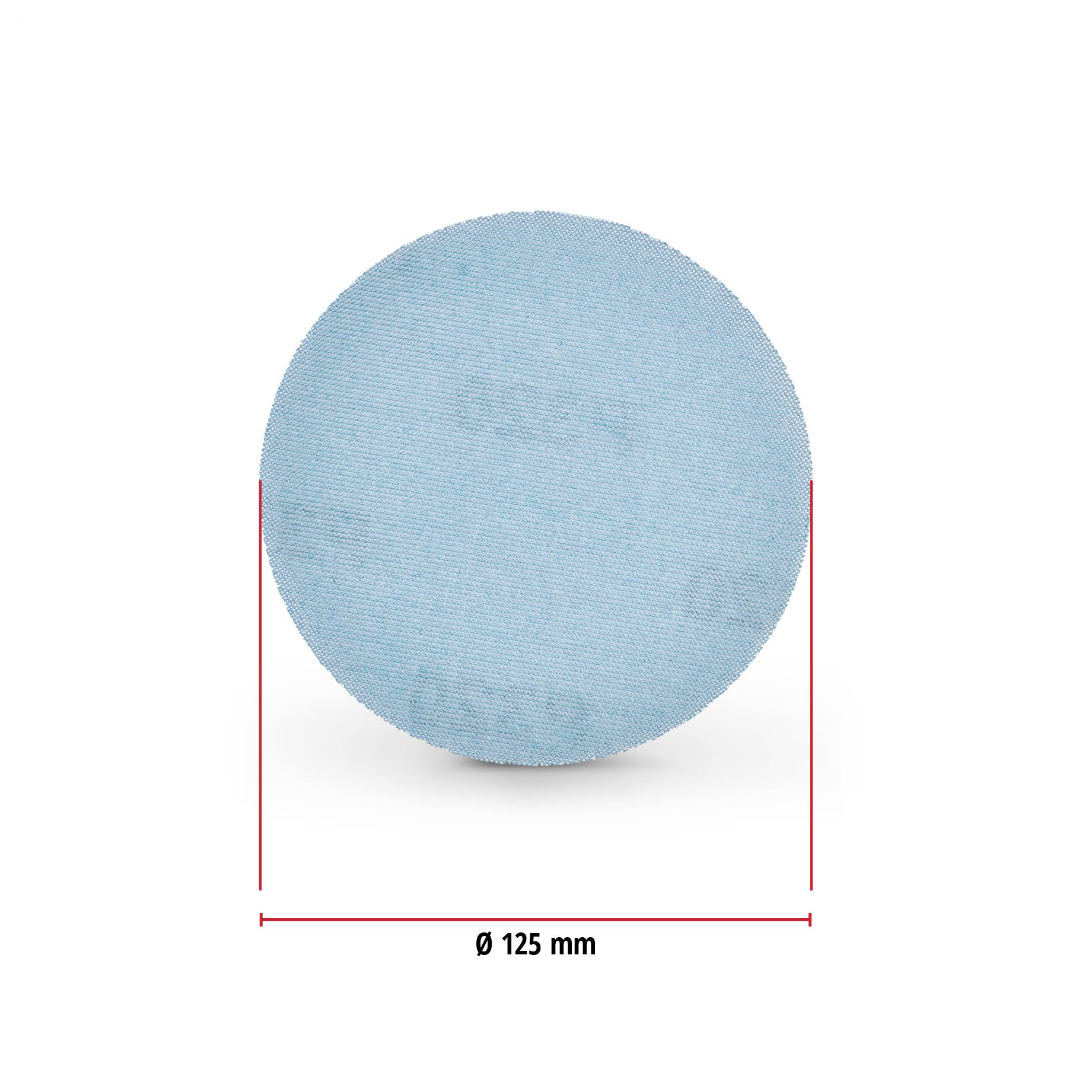 Světle modrá strukturovaná koule zobrazená s kotovací čárou ukazující průměr 125 mm.