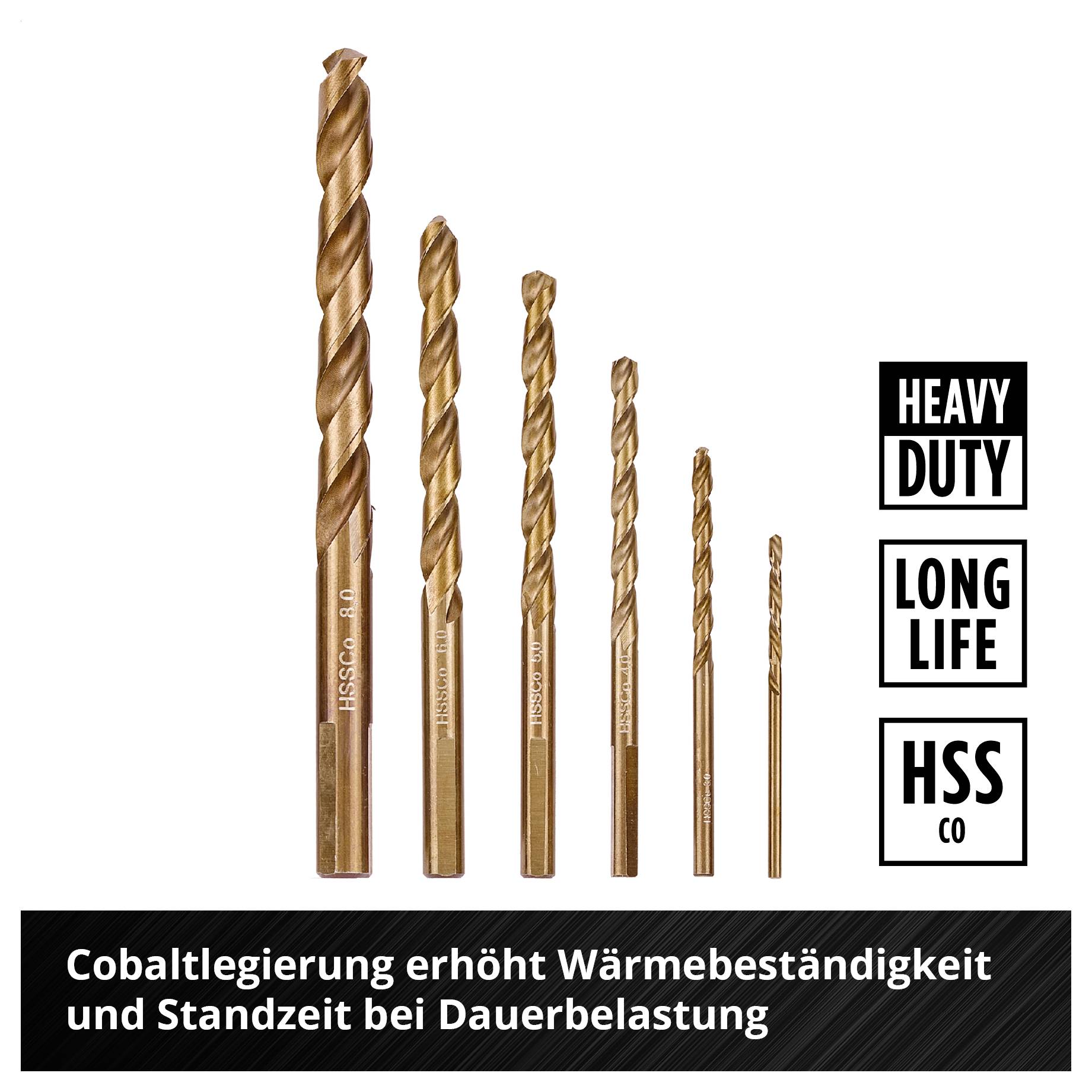 Einhell 249006 HSS-Co sada spirálových vrtáku do kovu 2 mm, 3 mm, 4 mm, 5 mm, 6 mm, 8 mm 1 sada-3