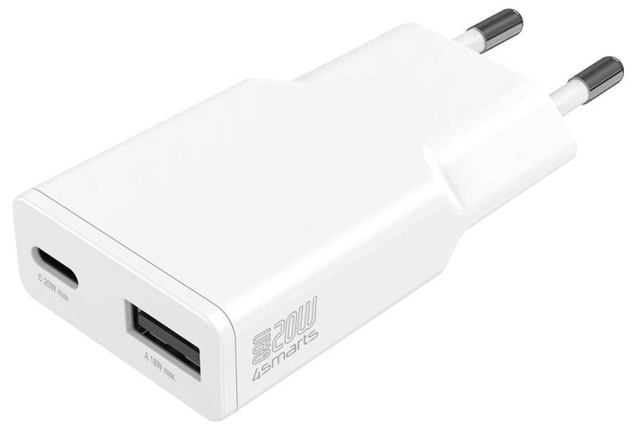 4Smarts USB nabíječka, GaN, USB Power Delivery (USB-PD) , USB A, USB-C®, 20 W, Dodávka energie, bílá-1