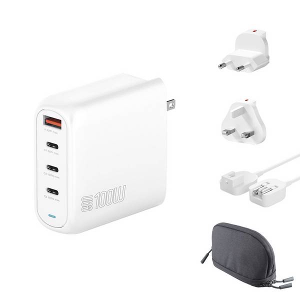 4Smarts  USB nabíječka, GaN, USB Power Delivery (USB-PD) , 3x USB-C®, USB A, 100 W, Quick Charge, Dodávka energie, bílá
