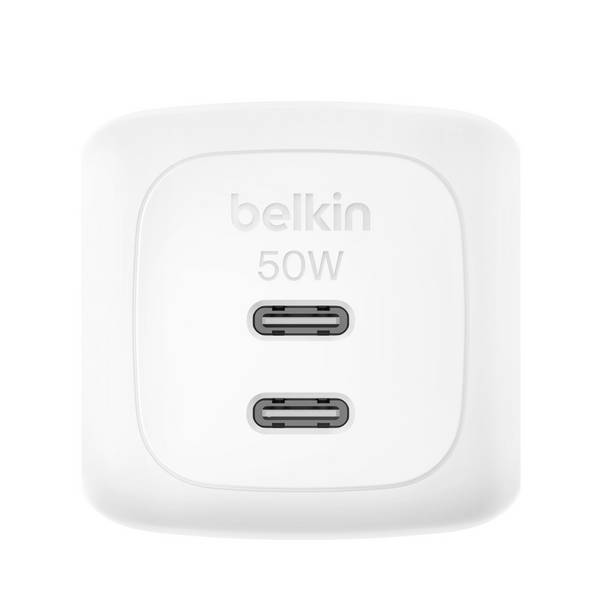 Belkin  USB nabíječka, GaN, USB Power Delivery (USB-PD) , 2x USB-C®, 50 W, Dodávka energie, bílá