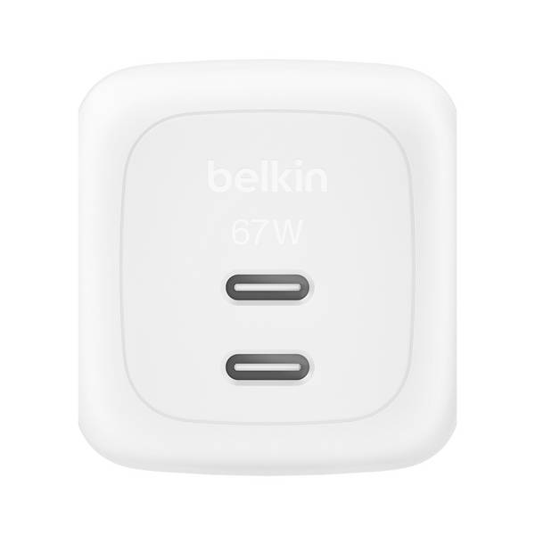 Belkin  USB nabíječka, GaN, USB Power Delivery (USB-PD) , 2x USB-C®, 67 W, Dodávka energie, bílá