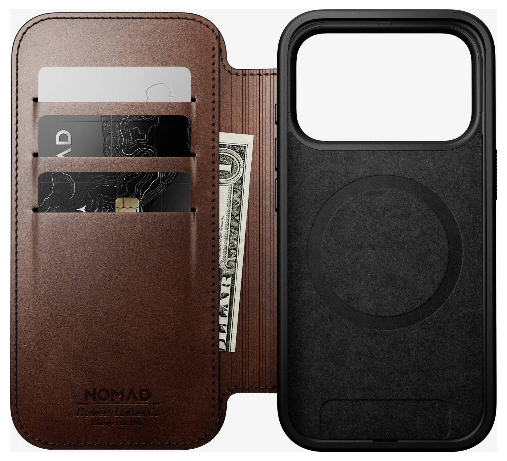 Nomad Modern Leather Folio Flip Case Apple iPhone 17 Pro hnědá NM014155858-1
