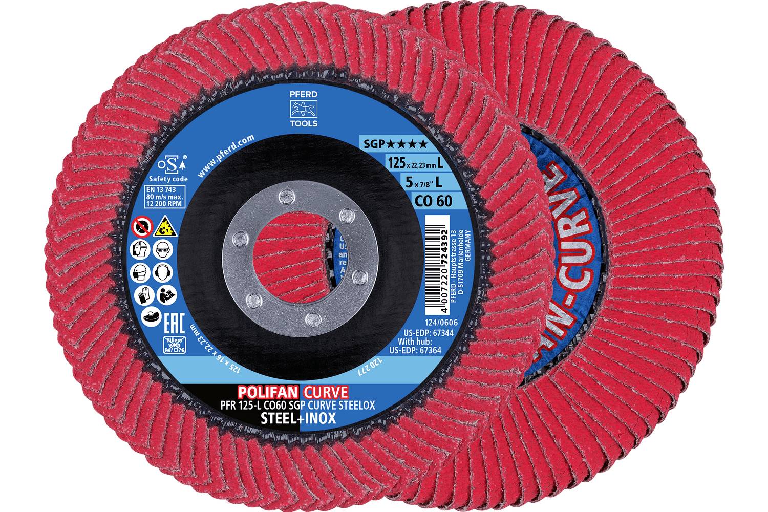 PFERD TOOLS 67698066 Sada lamelových brusných kotoučů Průměr 125 mm Zrnitost=60 2 ks-0