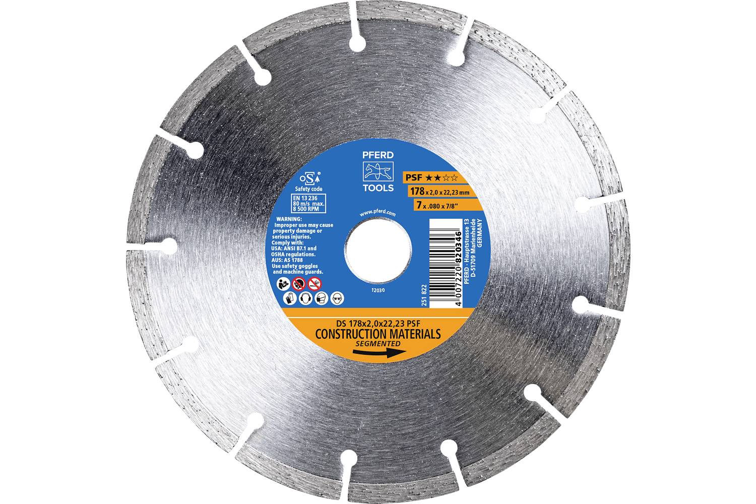 PFERD TOOLS 68300038 DS 178x2,0x22,23 START diamantový řezný kotouč Průměr 178 mm Ø otvoru 22.23 mm cihla, Železobeton, -0