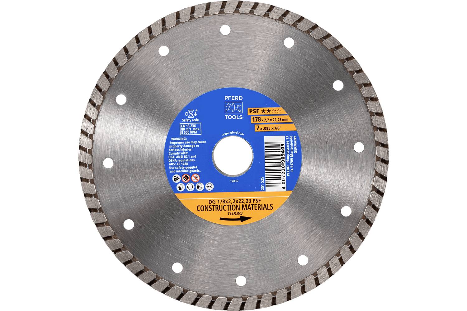 PFERD TOOLS 68300048 DG 178 x 2,2 x 22,23 START diamantový řezný kotouč Průměr 178 mm Ø otvoru 22.23 mm cihla, Železobet-0