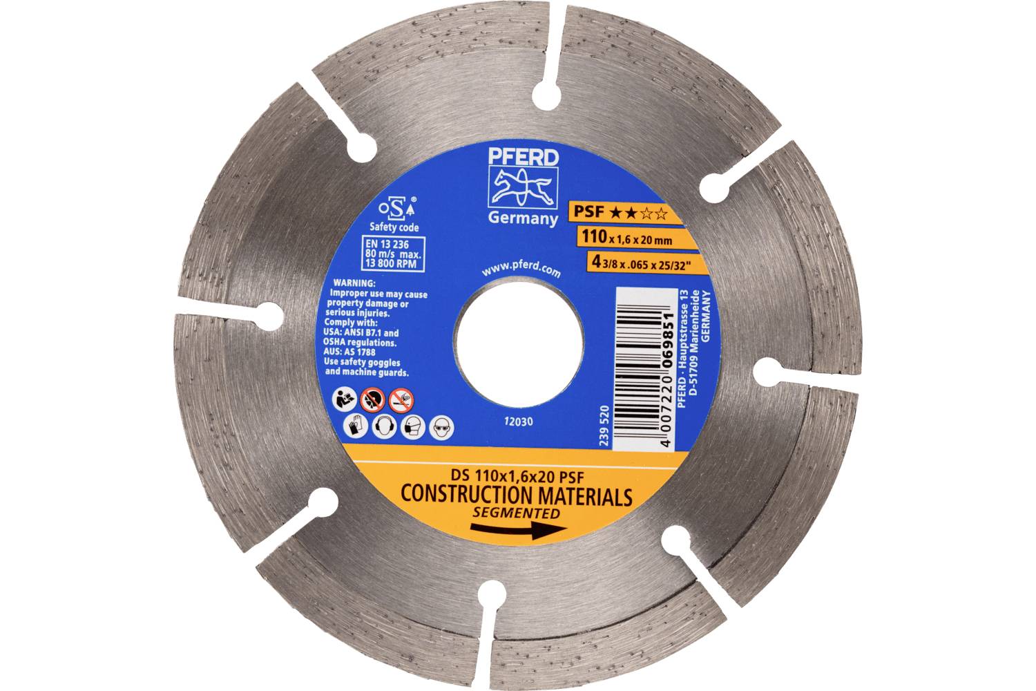 PFERD TOOLS 68300052 DS 110X1,6X20 START diamantový řezný kotouč Průměr 110 mm Ø otvoru 20 mm cihla, Železobeton, kámen,-0