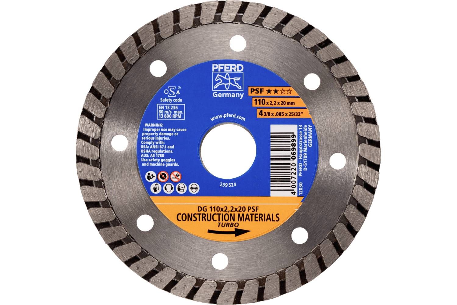 PFERD TOOLS 68300056 DG 110X2,2X20 START diamantový řezný kotouč Průměr 110 mm Ø otvoru 20 mm cihla, Železobeton, beton -0