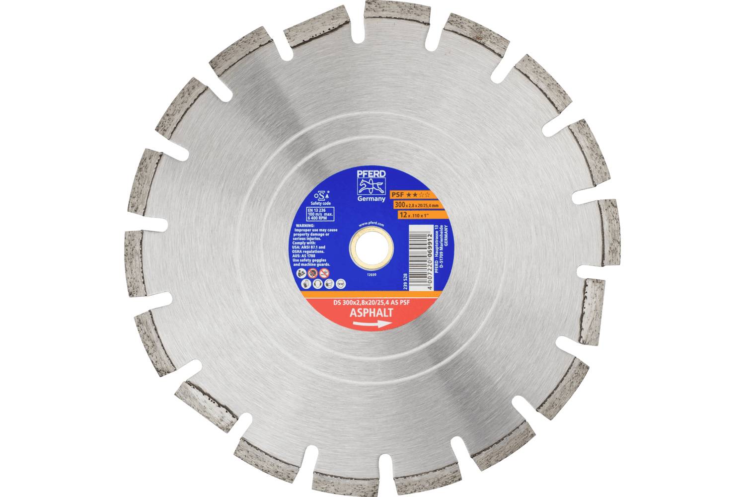 PFERD TOOLS 68300058 DS 300X2,8X20/25,4 AS PSF diamantový řezný kotouč Průměr 300 mm Ø otvoru 25.4 mm Asfalt, cihla, Žel-0
