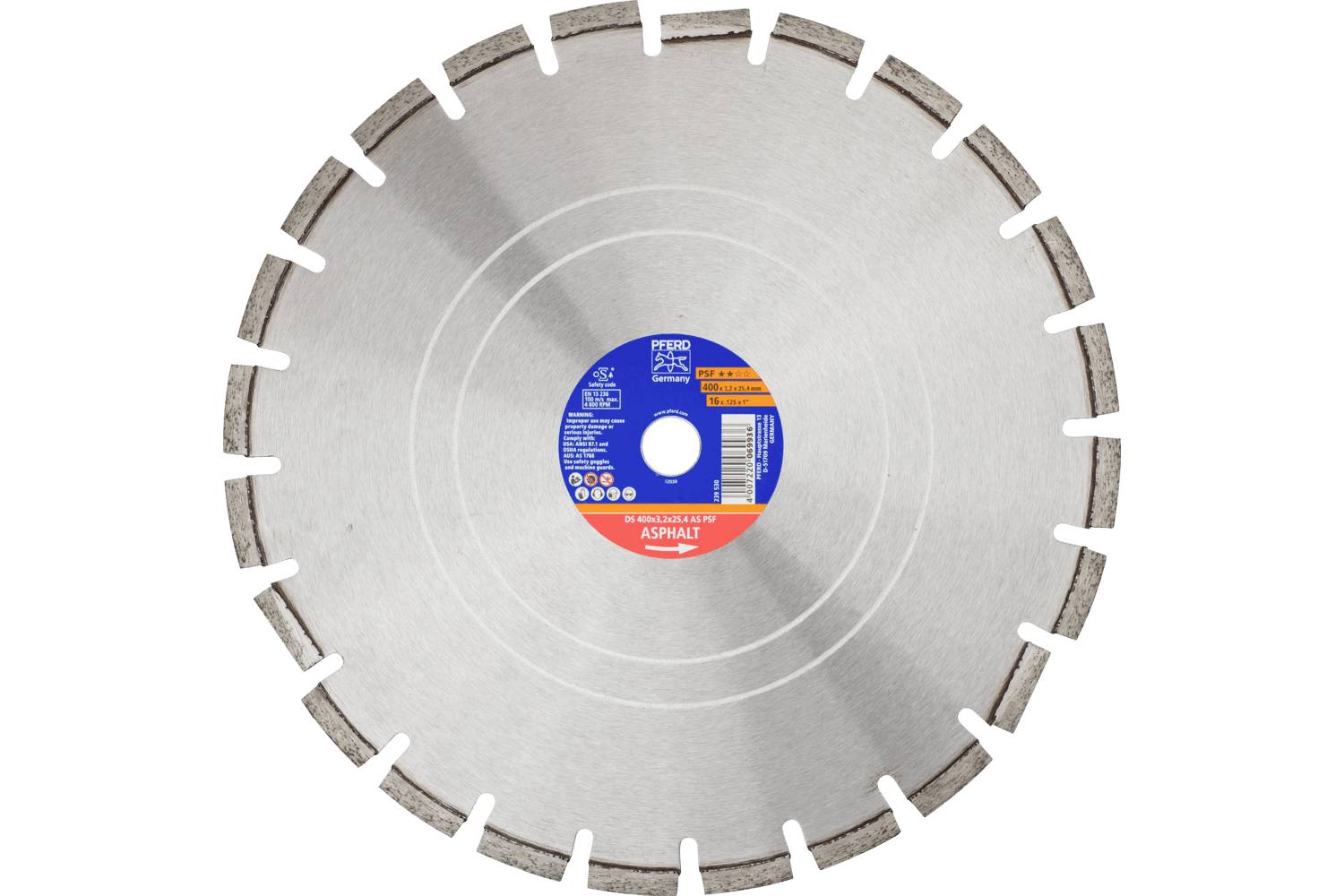 PFERD TOOLS 68300060 DS 400X3,2X25,4 AS PSF diamantový řezný kotouč Průměr 400 mm Ø otvoru 25.4 mm Asfalt, cihla, Železo-0