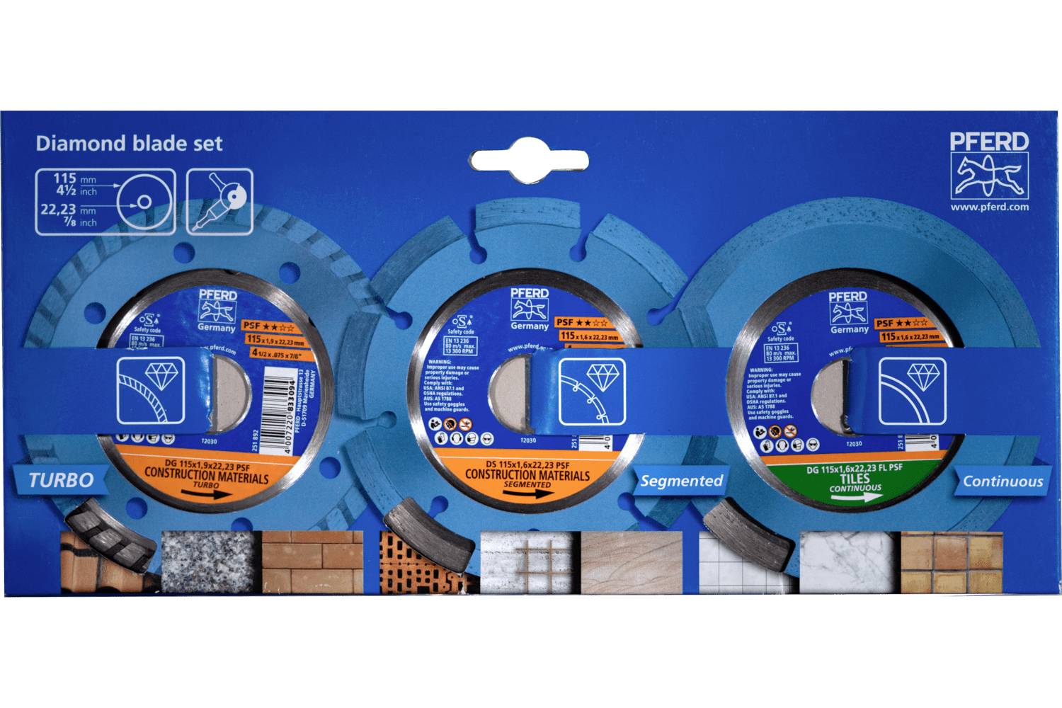 PFERD TOOLS 68300062 SET 115x1,6/1,9x22,23 START diamantový řezný kotouč Průměr 115 mm Ø otvoru 22.23 mm obklady, kachle-0