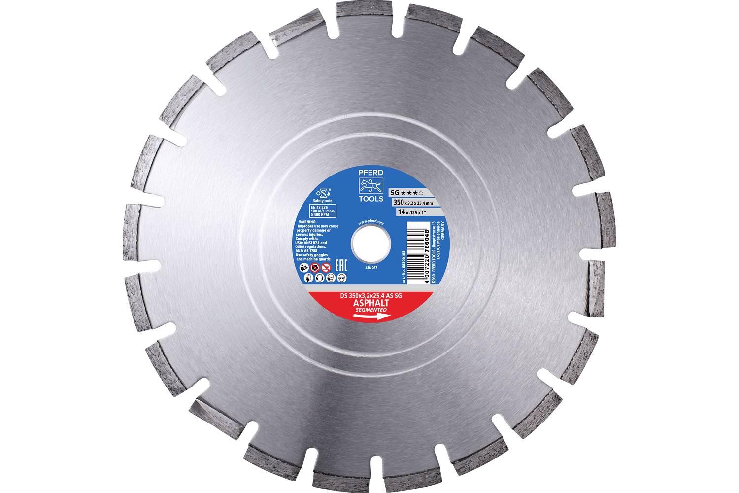PFERD TOOLS 68300104 DS 300 x 2,8 x 25,4 AS SG diamantový řezný kotouč Průměr 300 mm Ø otvoru 25.4 mm Asfalt, cihla, Žel-0