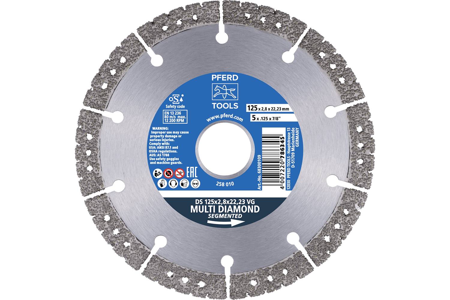 PFERD TOOLS 68300108 DS 115x2,8x22,23 VG diamantový řezný kotouč Průměr 115 mm Ø otvoru 22.23 mm 1 ks-0