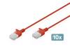 Digitus DK-1618-020S-R-10 RJ45 síťové kabely, propojovací kabely CAT 6 U/UTP 2 m červená 10 ks