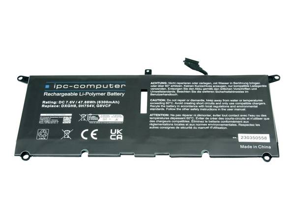 ipc-computer akumulátor do notebooku Akku DXGH8 Replace 7.60 V 6300 mAh IPC-Computer