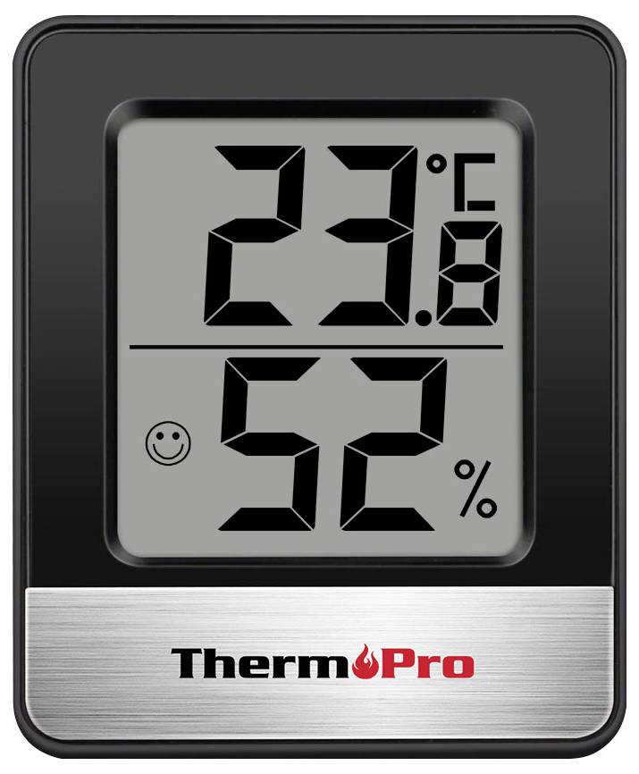 Digitální teploměr a vlhkoměr ThermoPro zobrazují 23,8°C a 52% vlhkosti.