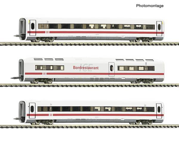 Fleischmann 7760014 N 3 dílná sada Sada: Doplňkový vůz k ICE 1 (BR 401) „30 let ICE“, DB AG Třídílná sada