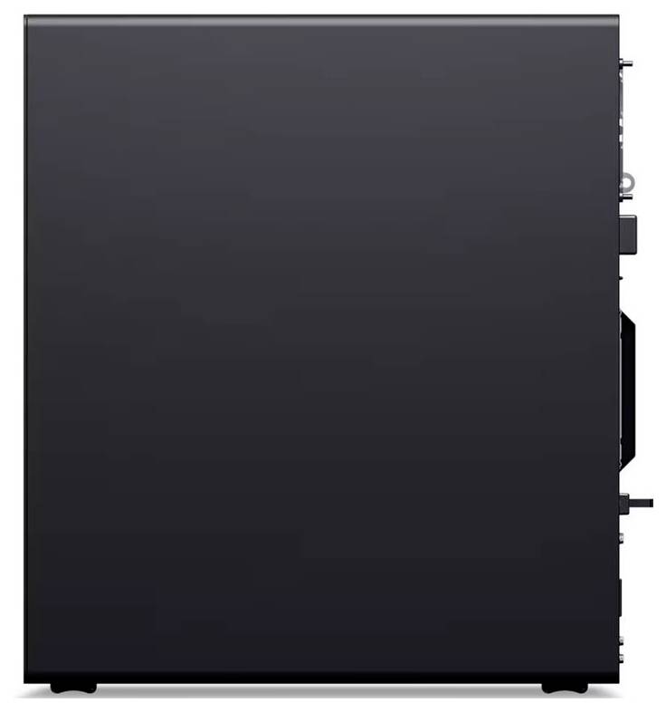 Přední pohled na černou obdélníkovou skříň přístroje nebo vybavení s jednoduchou dveřmi a viditelným bočním hardwarem na pravé straně.