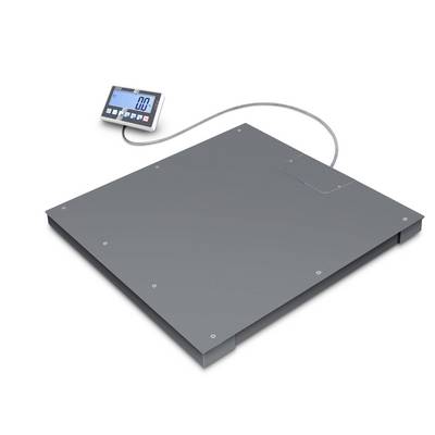 Nízkoprofilní elektronická platformní váha se samostatným digitálním displejem propojeným kabelem.