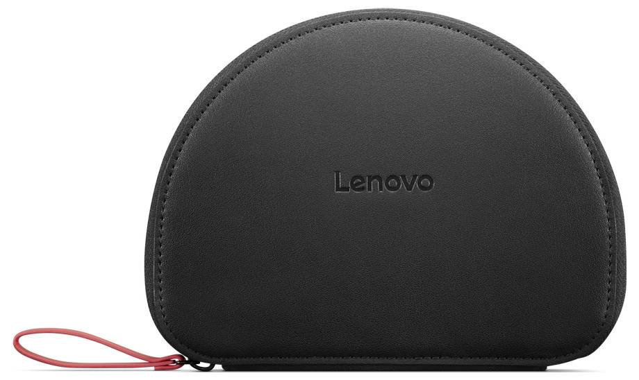 Černý přenosný obal Lenovo se zipem a červeným táhlem zipu, zobrazený zepředu na bílém pozadí.