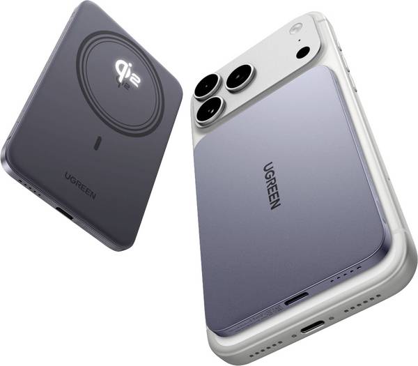 UGREEN  powerbanka Li-Ion, 5000 mAh, Qi 2, Power Delivery 3.0, Silver