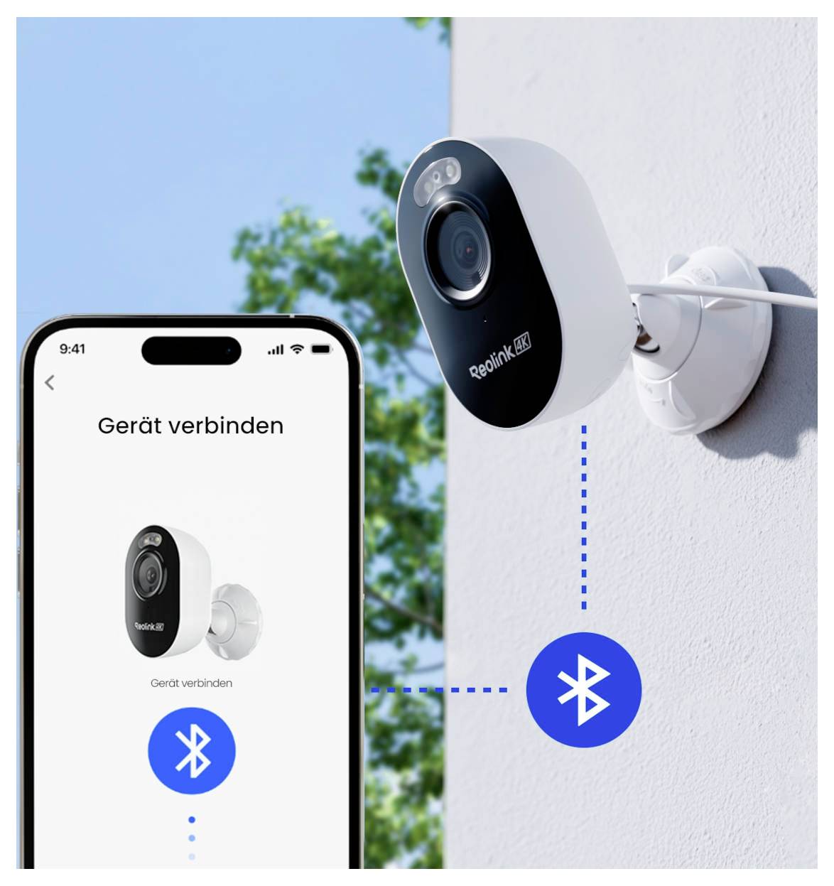 Obrazovka aplikace pro chytré telefony v češtině zobrazující "Připojit zařízení" pro párování bezpečnostní kamery Reolink přes Bluetooth.