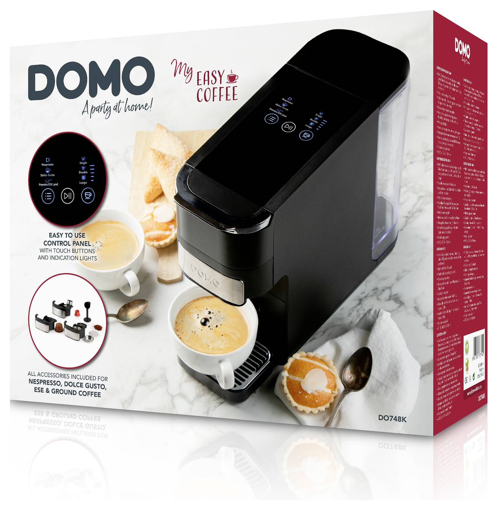 DOMO DO748K kapslový kávovar černá připraví šálků najednou=1 kompatibilní s E.S.E. Pad, s funkcí filtrování kávy, One To-15