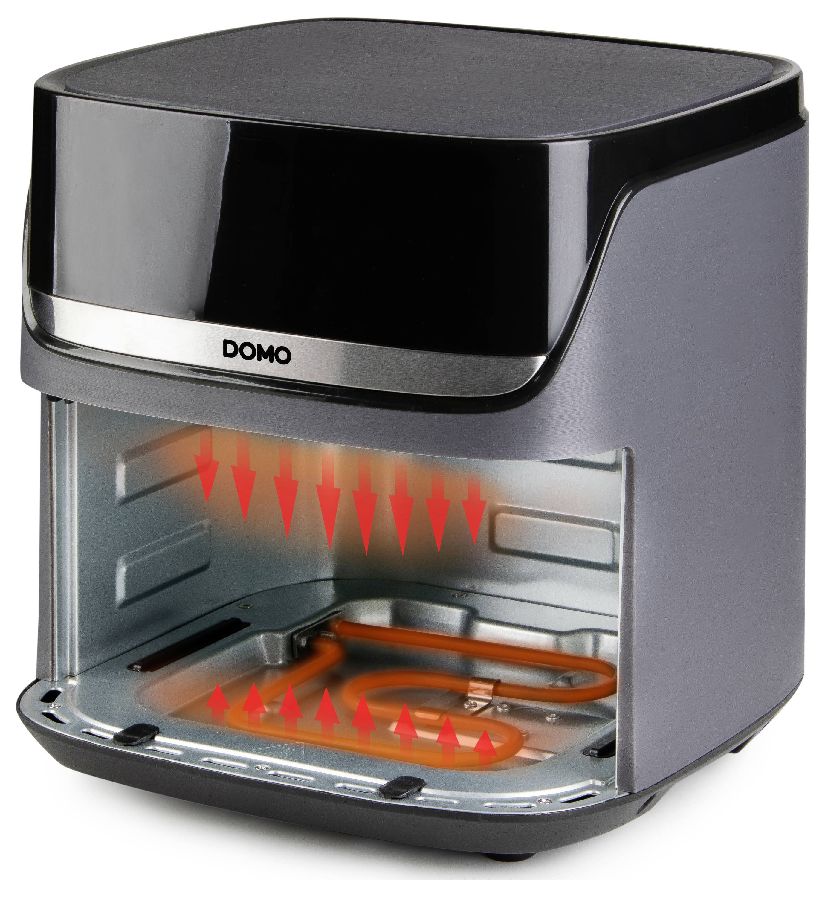DOMO horkovzdušná fritéza 2800 W černá, stříbrná-3