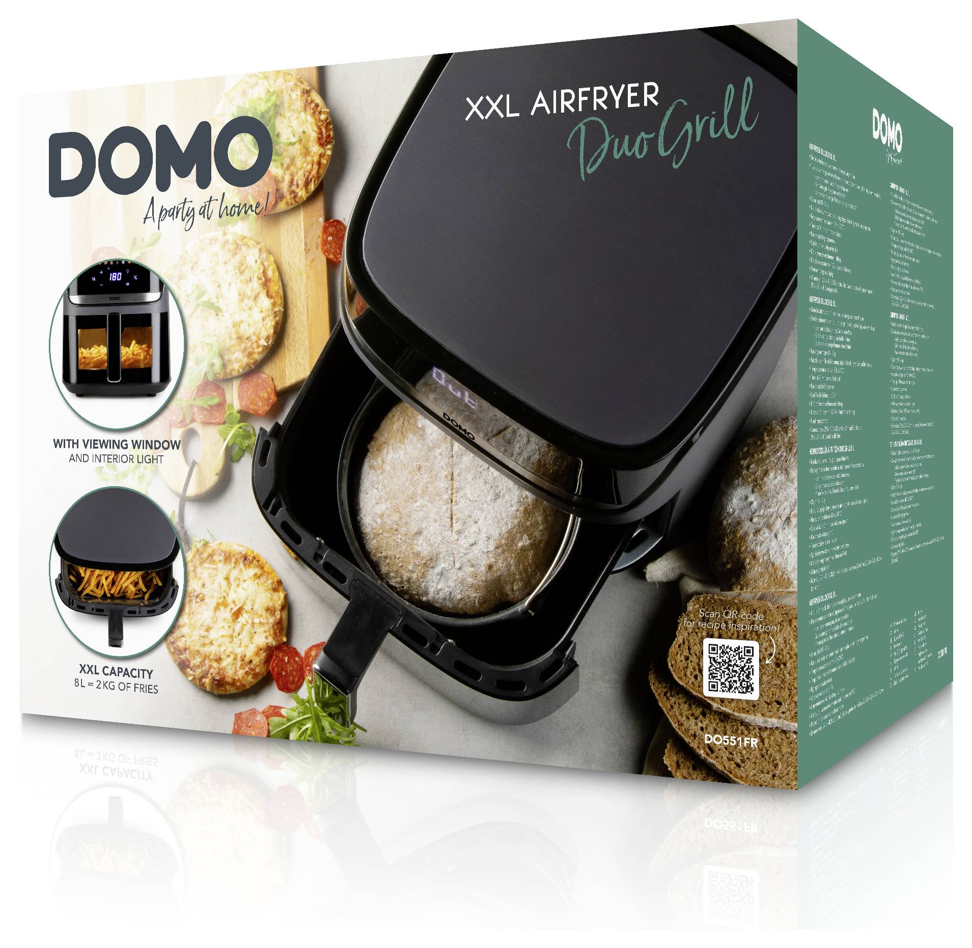 DOMO horkovzdušná fritéza 2800 W černá, stříbrná-18