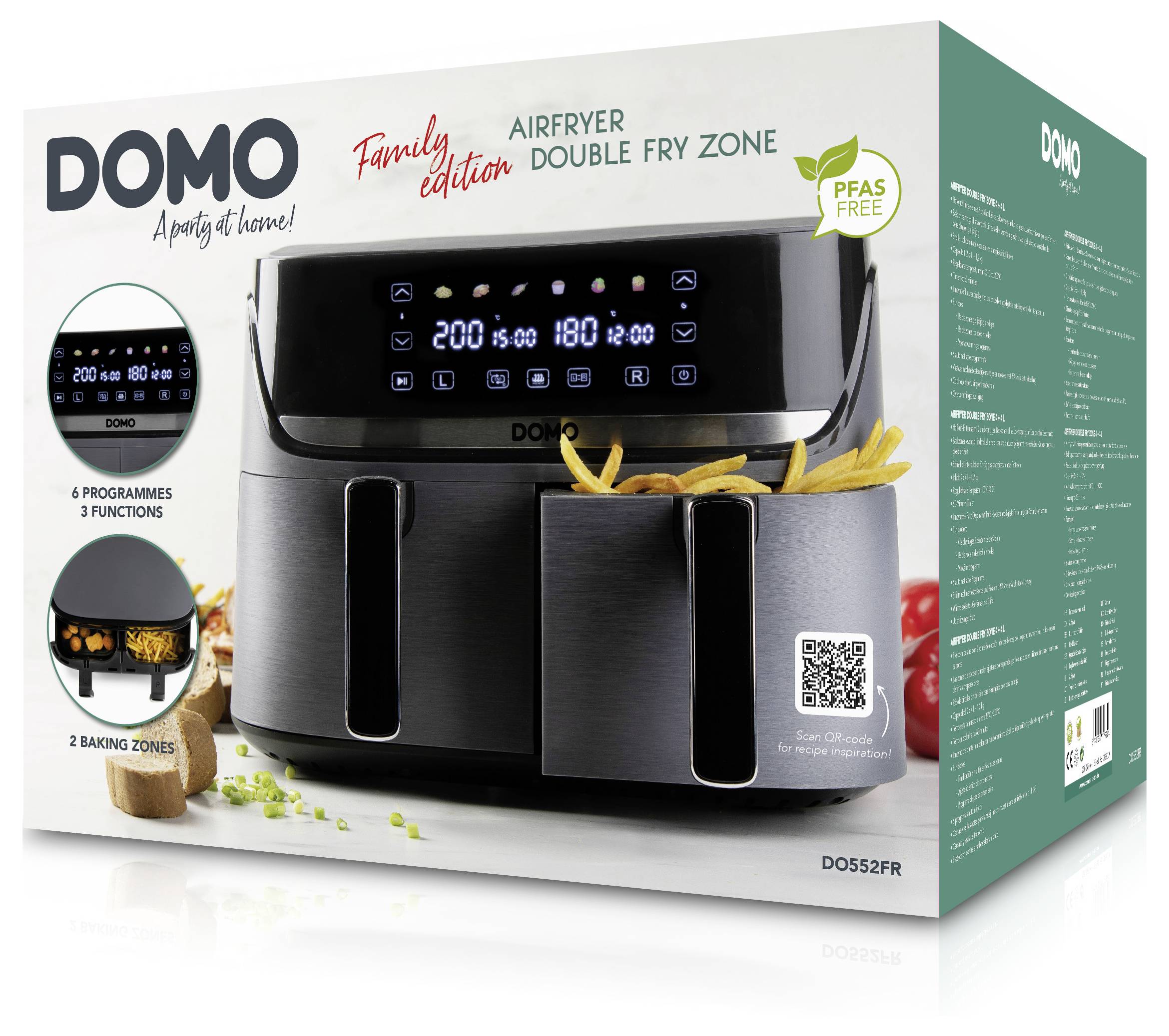 DOMO horkovzdušná fritéza 2850 W černá, stříbrná-6