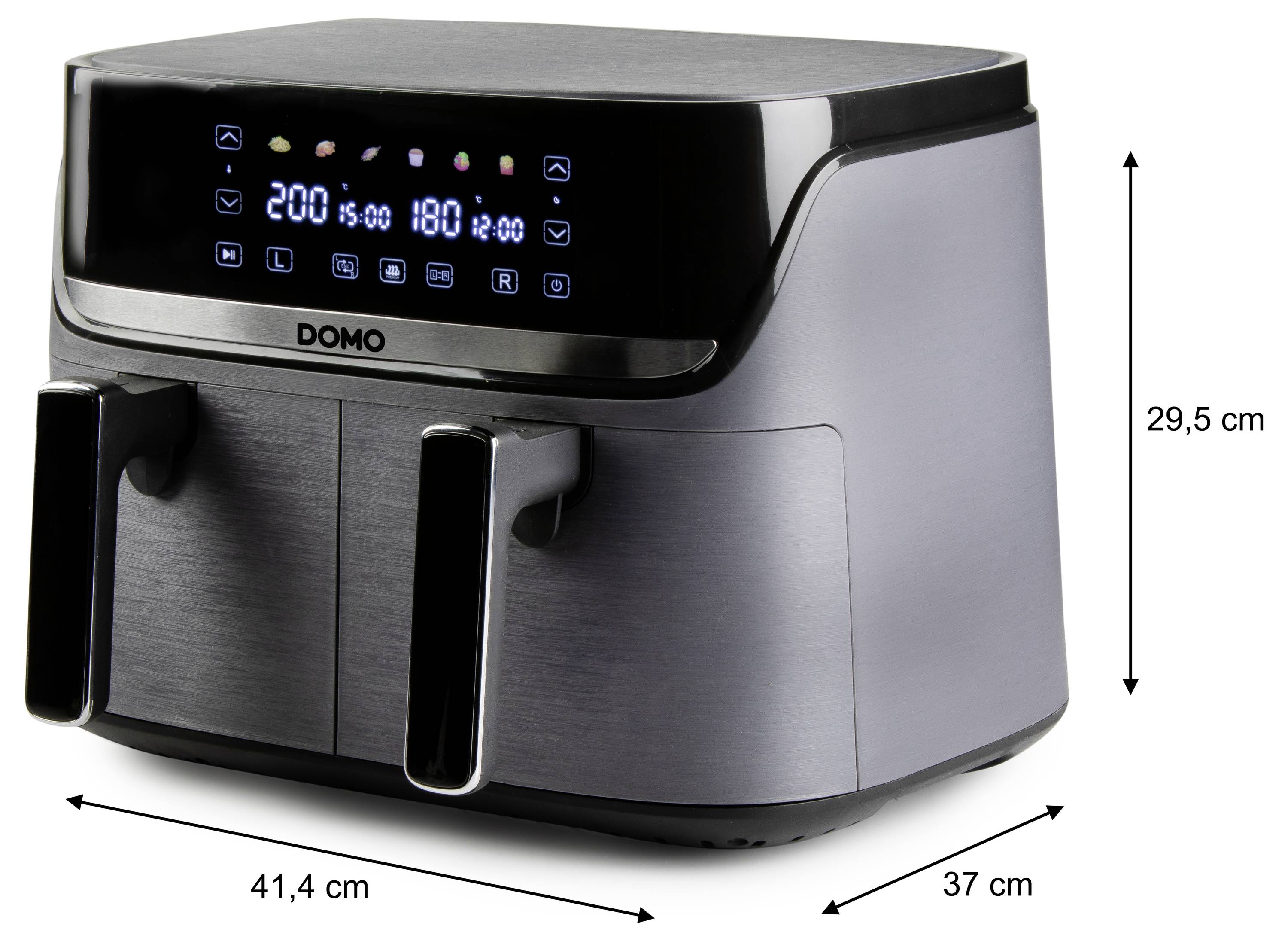 DOMO horkovzdušná fritéza 2850 W černá, stříbrná-12