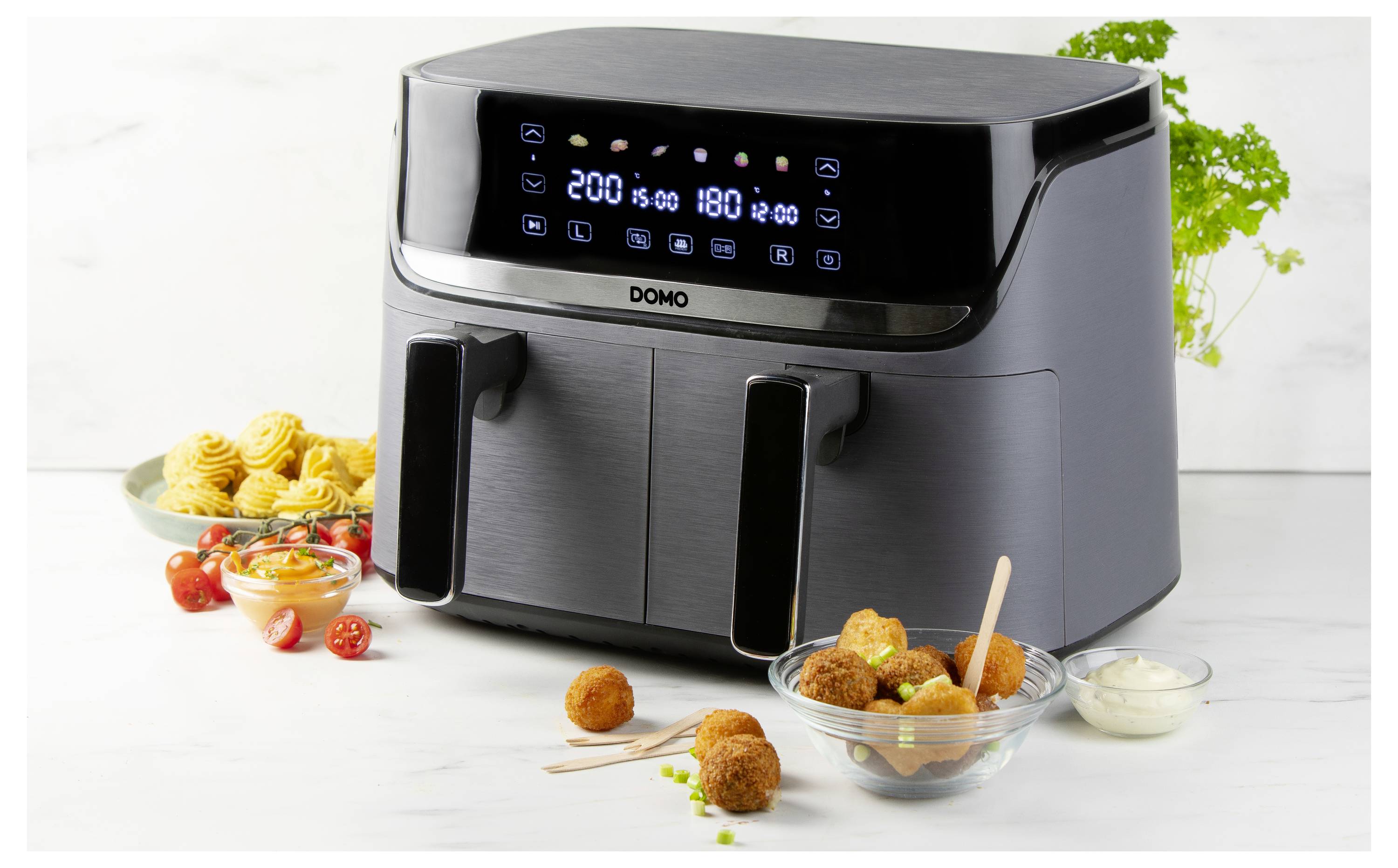 DOMO horkovzdušná fritéza 2850 W černá, stříbrná-15